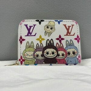 Monster Labubu Multicolor Monogram Cartoon Zip Wallet - White Background for Fun